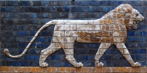 A lion from the Ishtar Gate into the city of Babylon. Constructed around 575 BC by King Nebuchadnezzar II 